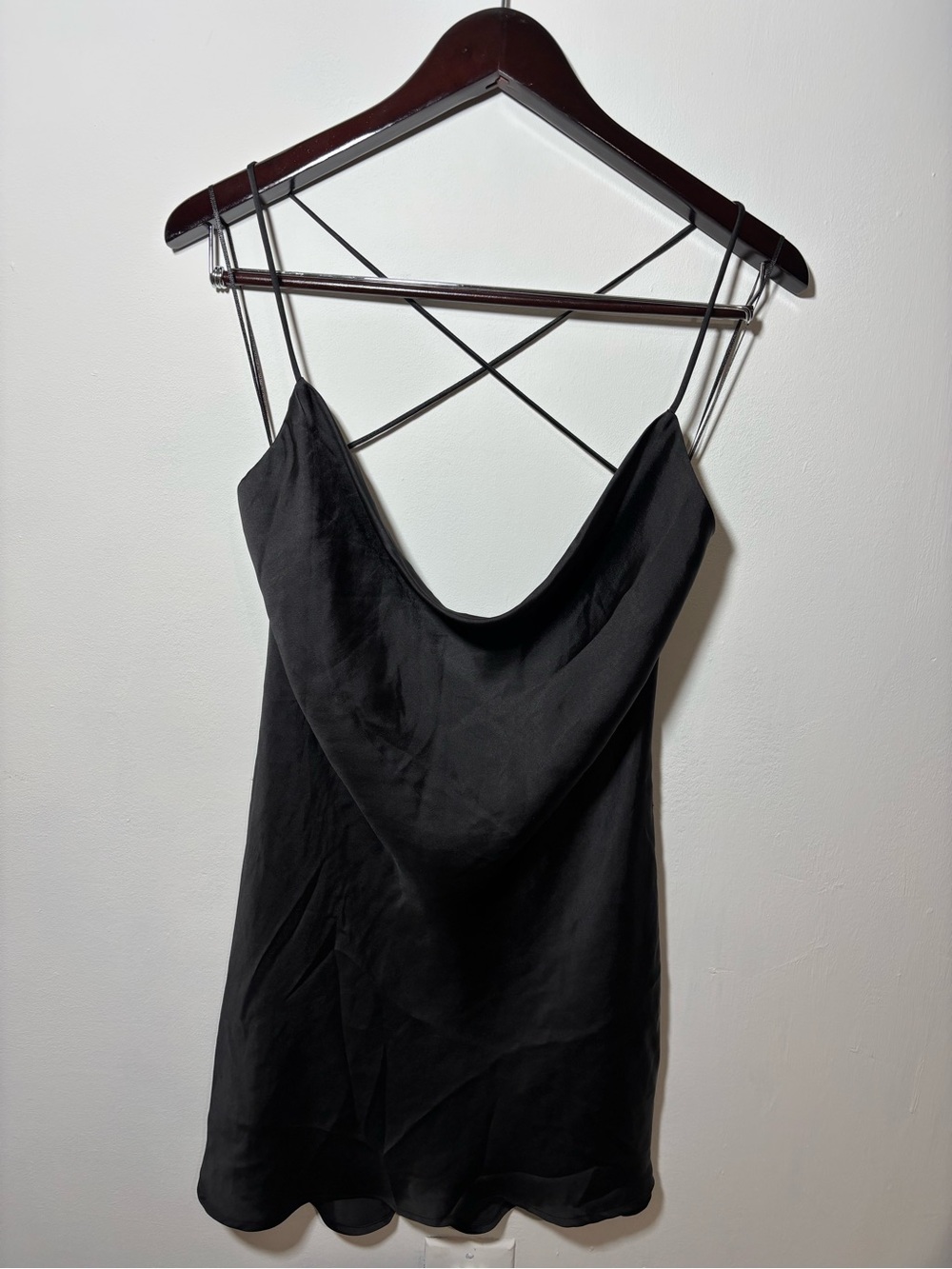 Zara Black Satin Slip Dress size Medium NWT